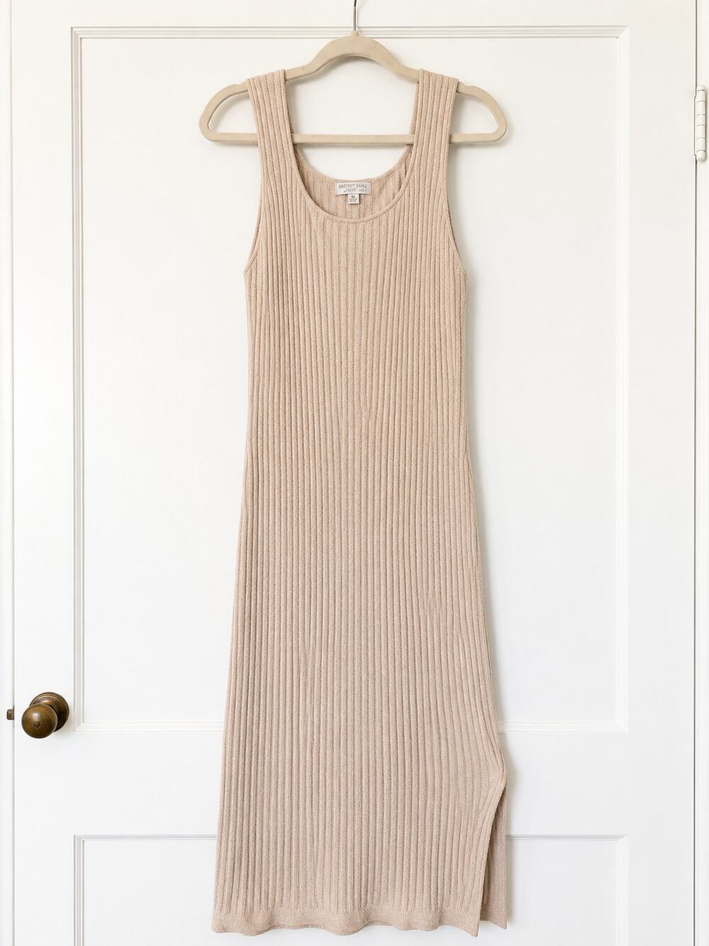 Barefoot Dreams CozyChic Ultra Lite Ribbed Maxi Dress Beige Size Medium